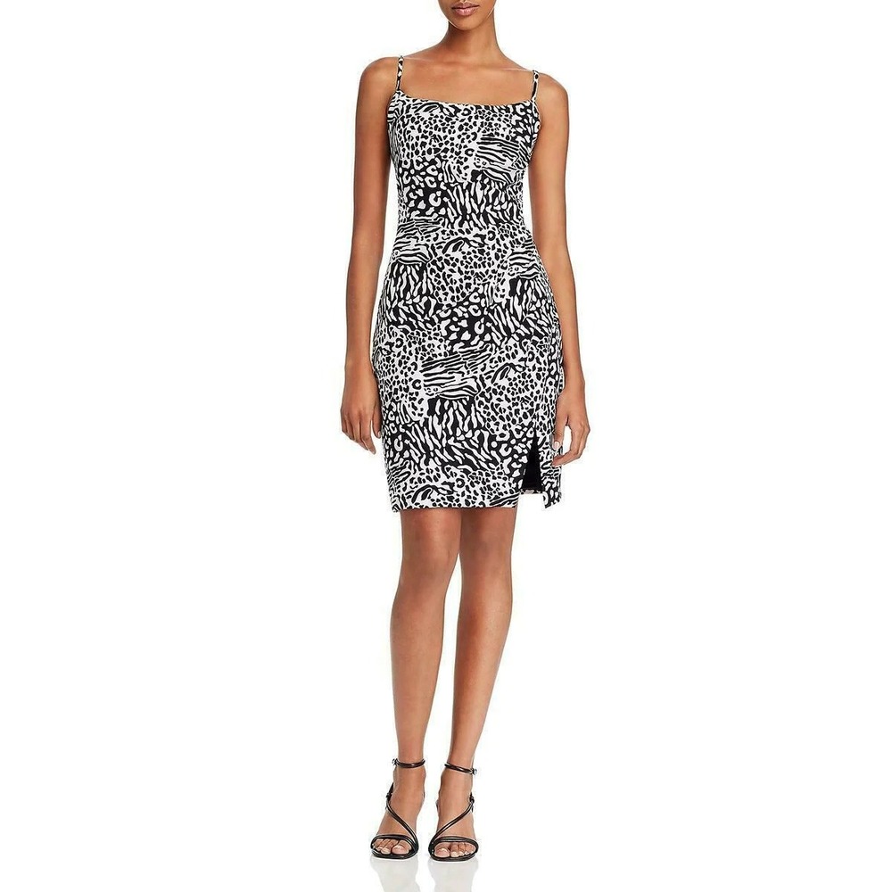 Laundry by Shelli Segal NWT Women Black White Animal Print Sheath‎ Dress Size 12